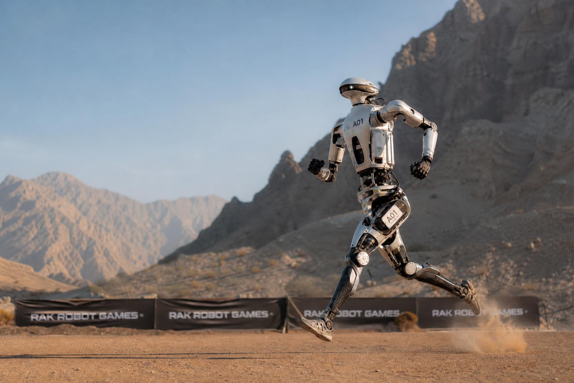 A competition robot climbing through the rugged mountains of Ras Al Khaimah